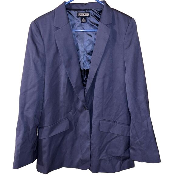 Lands’ End blue women’s blazer jacket 100% wool (size 16 regular) NWOT - Picture 1 of 6